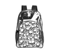 SDEGTHO Black and white skulls pattern Printed Clear Backpack with Top Handle, Transparent Bag for Concerts Festivals Women Daily