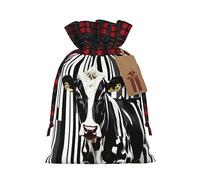 SDEGTHO Black White Milk Cow 1pcs Durable Material Tote Bag 8.3 * 11.8in With Drawstring Choice For Halloween Stylish Gift