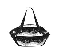 SDEGTHO Black White Music Note Stylish Printed Round Picnic Blanket Tote, 2-in-1 Waterproof Mat for Camping & Outdoor Activities