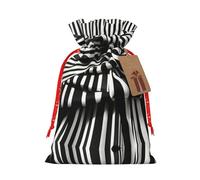 SDEGTHO Black & White Stripe 1pcs Durable Material Tote Bag 4.7x 6.9in With Drawstring Choice For Halloween Stylish Gift
