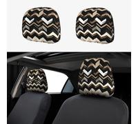SDEGTHO Black White Tan Zigzag Head Rest Dust-Proof Cover car Soft Breathable Driving Universal Head Support Covers 2 Pcs