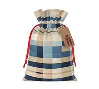 SDEGTHO Blue Beige Square Pattern 1pcs Durable Material Tote Bag 8.3x11.8in With Drawstring Choice For Halloween Stylish Gift