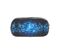 SDEGTHO Blue Musical Notes Printed See-Through Pencil Case, Large Capacity Single Compartment, Protective Storage for Pens