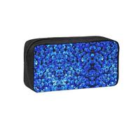 SDEGTHO Blue Rose Printed Aesthetic Pen Bag with Elastic Loops, Large Open-Top Pencil Case for Desk and Backpack