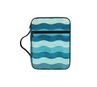 SDEGTHO Blue Wave Stripe Fashion Printed Bible Carrying Pouch Waterproof Oxford Bag with Organizer Pockets for Students & Adults