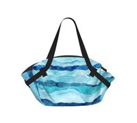 SDEGTHO Blue Wave Stripe Printed 2-in-1 Camping Blanket and Tote, Polyester Composite 37in Round, Weekend Park Travel