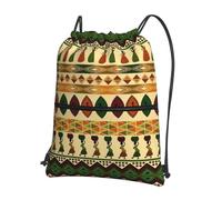 SDEGTHO Bohemia Style Traditional African Pattern Print Zipper Backpack, Water Resistant Drawstring Bag, Compact Foldable for Sports Yoga Dance