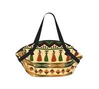 SDEGTHO Bohemia Style Traditional African Pattern Printed 2-in-1 Camping Blanket and Tote, Polyester Composite 37in Round, Weekend Park Travel