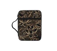 SDEGTHO Boho Gold Lotus Flowers Multifunctional Bible Organizer Bag with Inner Compartments Practical Book Bag for School Library
