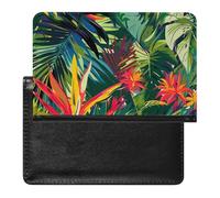 SDEGTHO Bold Red Tropical Jungle Travel Document Protector Sleeve, Passport Holder Cover for International Trips and Vacations