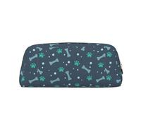 SDEGTHO Bones and Dog Claws Printing Leather Pencil Case Large Capacity School Pen Bag Fountain Pen Holder for Boys and Girls Gift