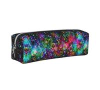 SDEGTHO Bright Beautiful Colorful Art Print Leather Pencil Case for Students, Simple Pen Bag for Boys Girls Small Zipper Pouch for School Supplies, Markers, Makeups, Coins