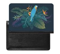 SDEGTHO Bright Cyan Macaw Greenery Travel Document Protector Sleeve, Passport Holder Cover for International Trips and Vacations