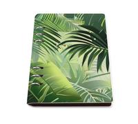 SDEGTHO Bright Lime Green Jungle Lays Flat A5 Notebook, Refillable Leather Journal for Daily Organizer, Business Notes