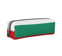 SDEGTHO Bulgarian Flag Printed Leather Zipper Pencil Case for Students, Multi Purpose Pen Pouch for Kids Small Makeup Bag for Pens, Pencils, Markers
