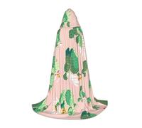 SDEGTHO Cactus Pattern Masquerade Ball Costume Hooded Cape For Teenagers Witch Vampire Wizard Cosplay Gear Long Cape
