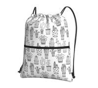 SDEGTHO Cactus Plants Print Foldable Backpack, Adjustable Drawstring Water Resistant Bag for Quick Trips and Outings