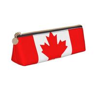 SDEGTHO Canadian Flag Fashion Triangular Leather Zipper Pencil Pouch With Large Storage Capacity Pencil Pouch, White, One Size, Art Deco