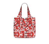 SDEGTHO Canadian flag Printed Foldable Shopping Bag Reusable, Large Capacity Tote for Grocery, Travel and Commuting