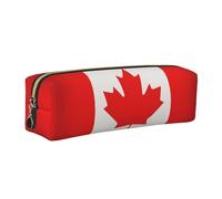 SDEGTHO Canadian Flag Printed Leather Zipper Pencil Case for Students, Multi Purpose Pen Pouch for Kids Small Makeup Bag for Pens, Pencils, Markers