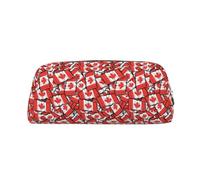 SDEGTHO Canadian Flag Printing Leather Pencil Case Large Capacity School Pen Bag Fountain Pen Holder for Boys and Girls Gift