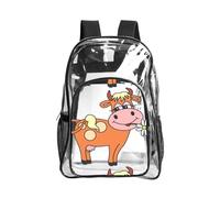 SDEGTHO cartoon cute cow Printed Clear Backpack with Top Handle, Transparent Bag for Concerts Festivals Women Daily