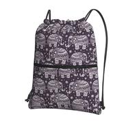 SDEGTHO Cartoon Cute Elephant Print Foldable Backpack, Adjustable Drawstring Water Resistant Bag for Quick Trips and Outings