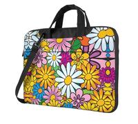 SDEGTHO Cartoon Cute Flowers Print Multi-Pocket Laptop Bag Shoulder Crossbody Case Shockproof Computer Briefcase For Sports