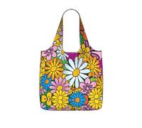 SDEGTHO Cartoon cute flowers Printed Foldable Shopping Bag Reusable, Large Capacity Tote for Grocery, Travel and Commuting