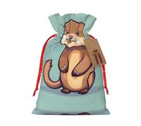 SDEGTHO Cartoon Cute Otters 1pcs Durable Material Tote Bag 8.3x11.8in With Drawstring Choice For Halloween Stylish Gift