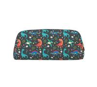 SDEGTHO Cartoon Dinosaur Printing Leather Pencil Case Large Capacity School Pen Bag Fountain Pen Holder for Boys and Girls Gift