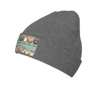 SDEGTHO Cartoon Owls Cute Slouchy Beanies for Unisex Winter Lightweight Knit Hat Cuffed Soft Warm Slouch Beanie Cap Deep Heather