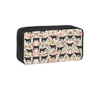 SDEGTHO Cattle Farm Sanctuary Printed Aesthetic Pen Bag with Elastic Loops, Large Open-Top Pencil Case for Desk and Backpack