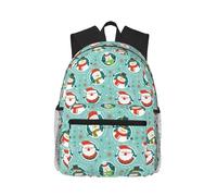 SDEGTHO Christmas Santa Penguin Lightweight Casual Backpack Water Resistant Daypack For School Work Hiking Camping