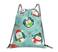 SDEGTHO Christmas Santa Penguin Printed Lightweight Drawstring Gym Bag, Waterproof Sports Sackpack Foldable Backpack For Travel, Hiking, Beach, School Or Daily Use
