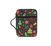 SDEGTHO Christmas Tree Fashion Printed Bible Carrying Pouch Waterproof Oxford Bag with Organizer Pockets for Students & Adults