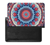 SDEGTHO Circular Mandala Pattern Floral Symmetry Art Travel Document Protector Sleeve, Passport Holder Cover for International Trips and Vacations