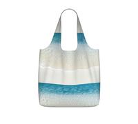 SDEGTHO Clear Sea Water White Sand Beach Print Packable Grocery Shopper Reusable Tote 25l Polyester Shoulder Bag Modern Holiday Gift