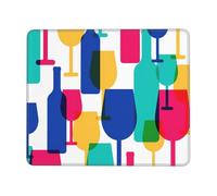 SDEGTHO Cocktail Glasses and Wine Bottles Smooth Surface Lock Edge Mouse Pad Durable Rubber Base Desk Mat for Precise Cursor Control