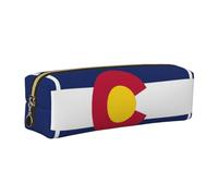 SDEGTHO Colorado State Flag Printed Leather Zipper Pencil Case for Students, Multi Purpose Pen Pouch for Kids Small Makeup Bag for Pens, Pencils, Markers