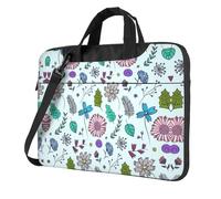 SDEGTHO Colored Doodle Flowers Print Multi-Pocket Laptop Bag Shoulder Crossbody Case Shockproof Computer Briefcase For Sports