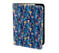 SDEGTHO Colored Jellyfish Printing Passport Holder Cover Wallet Cowhide Card Case Travel Must Have Accessories for Women Men