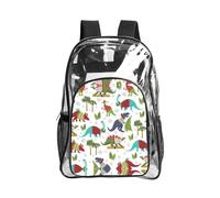 SDEGTHO Colorful Dinosaurs Printed Clear Backpack with Top Handle, Transparent Bag for Concerts Festivals Women Daily