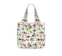SDEGTHO Colorful Dinosaurs Printed Foldable Shopping Bag Reusable, Large Capacity Tote for Grocery, Travel and Commuting