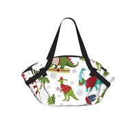 SDEGTHO Colorful Dinosaurs Printed Large Tote Bag and Picnic Mat, Snap-Close Foldable 2-in-1 for Beach Travel or Picnic