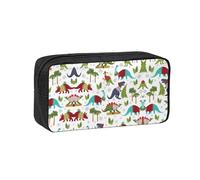 SDEGTHO Colorful Dinosaurs Printed Spacious Pencil Bag, Oxford Cloth Pen Pouch Holds 50+, for Students Artists Writers