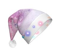 SDEGTHO Colorful Marble Pastel Pink Blue Purple Santa Hat Light Up Christmas With Led Lights Flashing For Adults