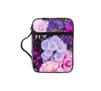 SDEGTHO Colorful Nature Flower Printed Protective Bible Case, Water Resistant Oxford Carrier, Religious Stationery Organizer