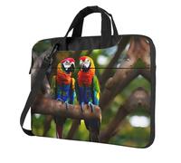 SDEGTHO Colorful Parrots On Tree Print Multi-Pocket Laptop Bag Shoulder Crossbody Case Shockproof Computer Briefcase For Sports