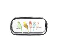 SDEGTHO Colorful Parrots On Tree Printed See-Through Pencil Case, Large Capacity Single Compartment, Protective Storage for Pens
